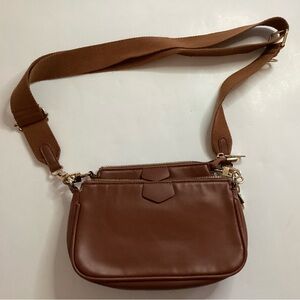 Any expedition multi pocket Elegant Brown Leather Crossbody Bag